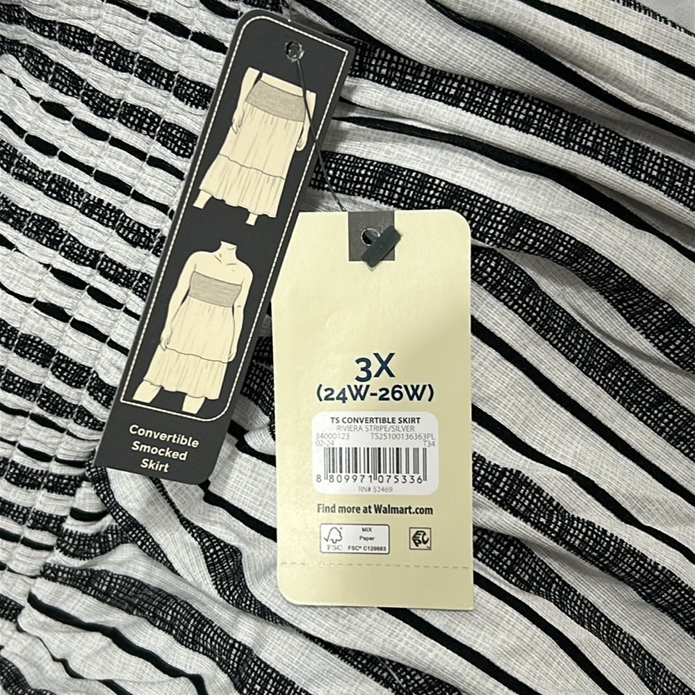 Convertible Smocked Maxi Skirt Dress Plus Size 3X (24W–26W) Riviera Stripe NWT - Picture 6 of 9